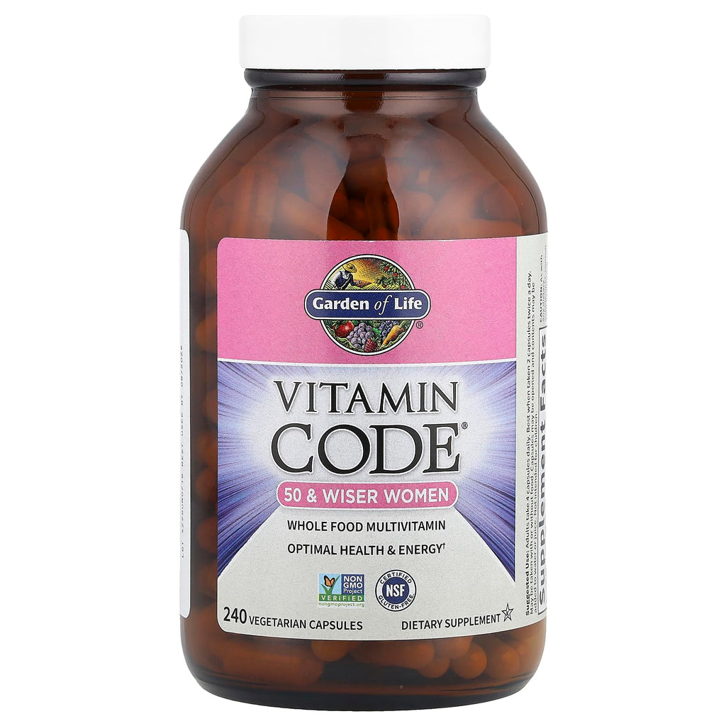 Garden of Life Vitamin Code 50+ Women Multivitamin – Probiotics, Enzymes & Whole-Food Nutrition | 240 Capsules