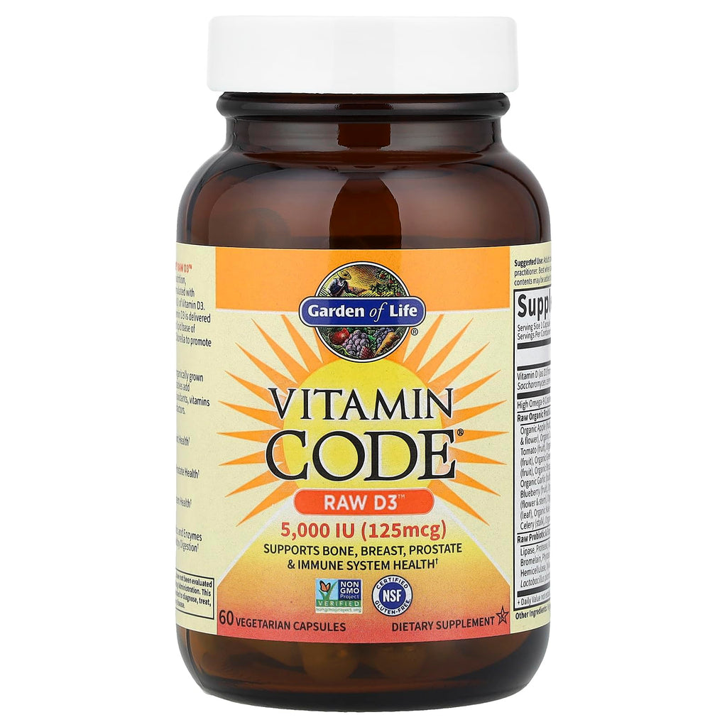 Garden of Life Vitamin D3 5000 IU – RAW D3, 60 Veg Capsules