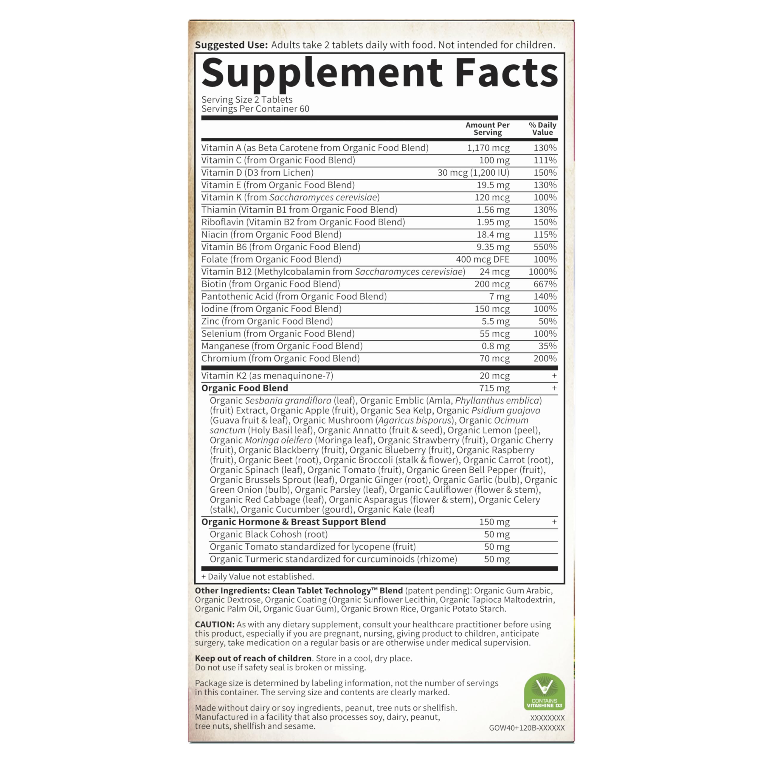 Garden of Life Organics Women 40+ Multivitamin – Organic, Vegan, Hormone & Breast Health Support (120 Tablets)