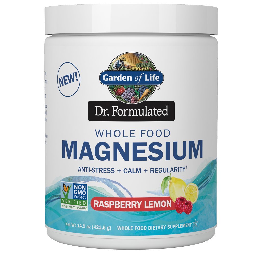 Garden of Life Whole Food Magnesium Powder Raspberry Lemon 421.5g | Vegan, Gluten & Sugar Free
