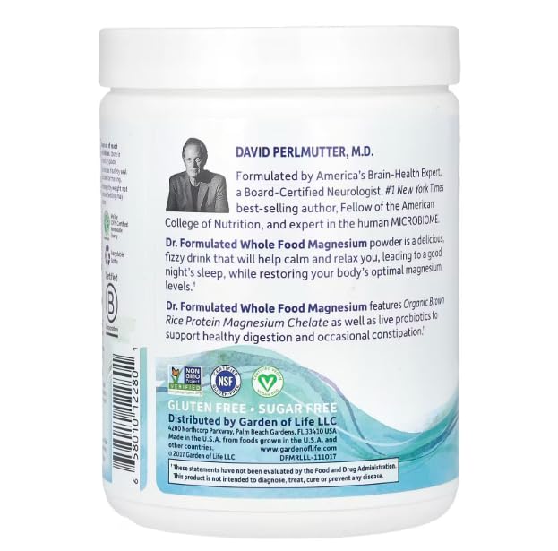 Garden of Life Whole Food Magnesium Powder Raspberry Lemon 421.5g | Vegan, Gluten & Sugar Free
