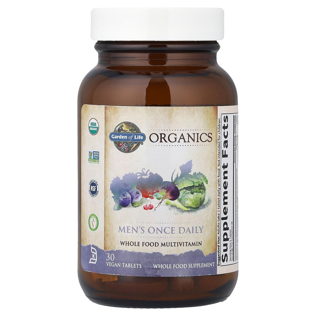 Garden of Life Organics Men's Daily Multivitamin – Organic, Vegan, 30 Tablets
