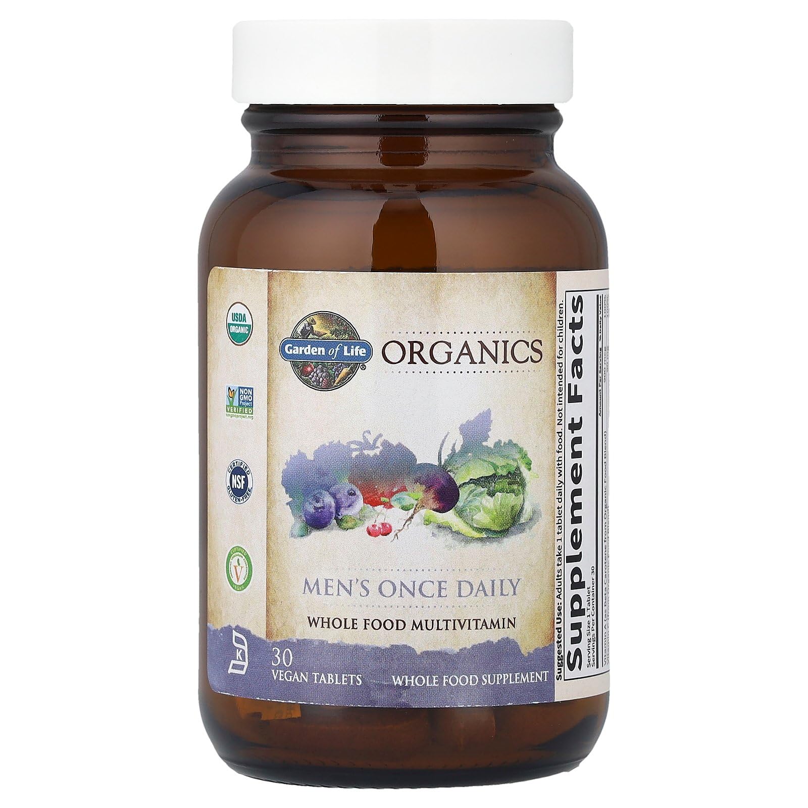 Garden of Life Organics Men's Daily Multivitamin – Organic, Vegan, 30 Tablets