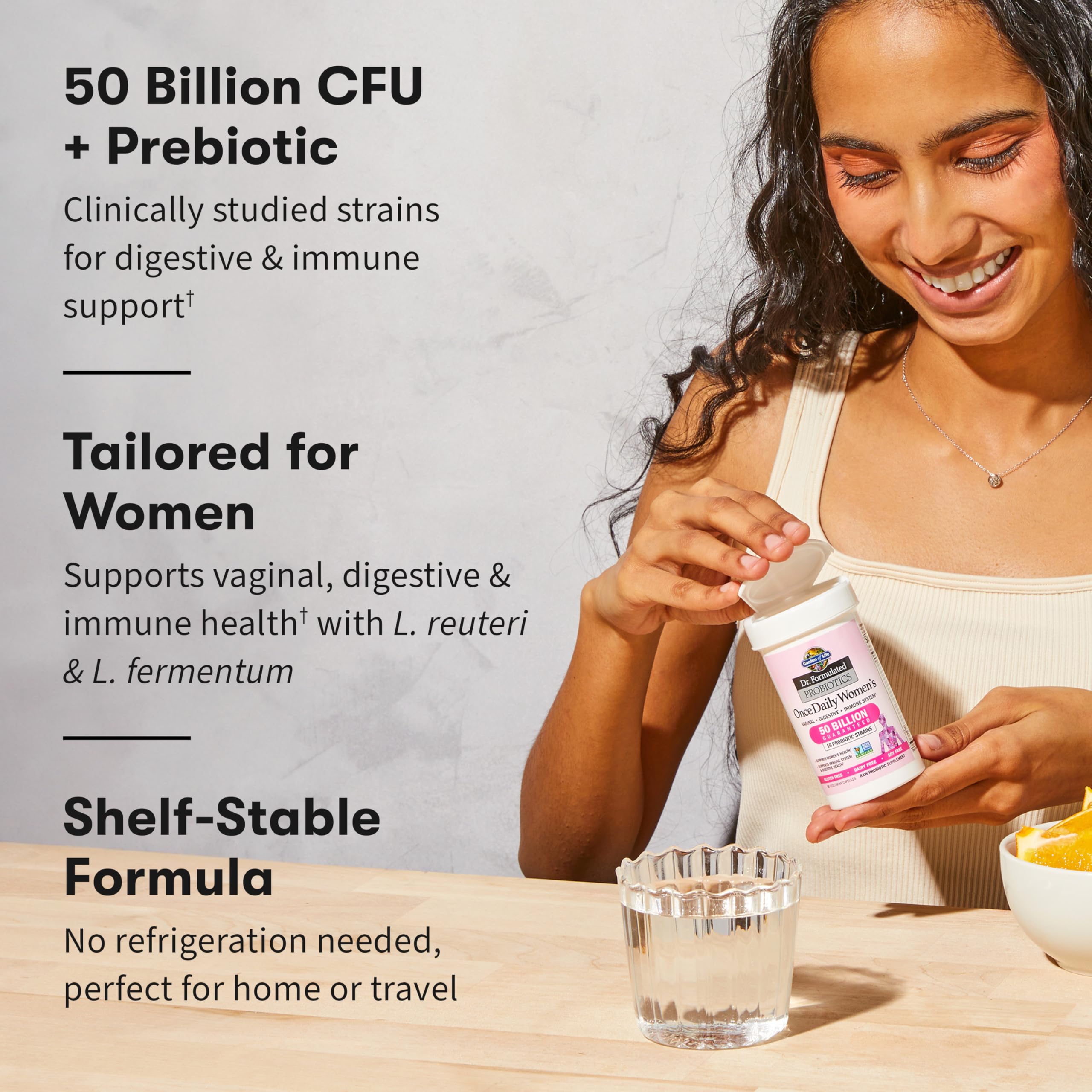 Garden of Life Once Daily Probiotics for Women – 50B CFU, 16 Strains, Dairy Free