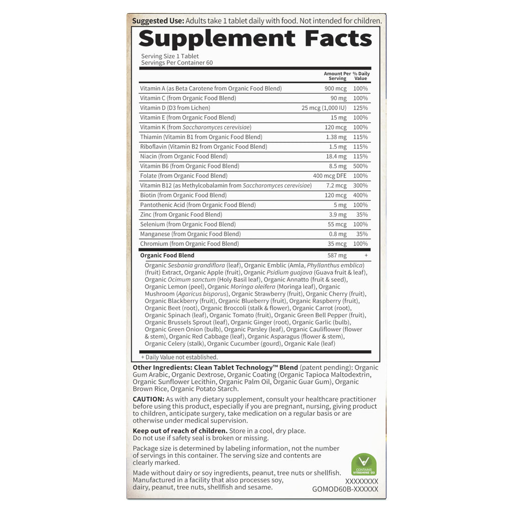 Garden of Life Once Daily Men's Multivitamin – Organic Vegan for Men, Prostate & Heart Support, 60 Tablets