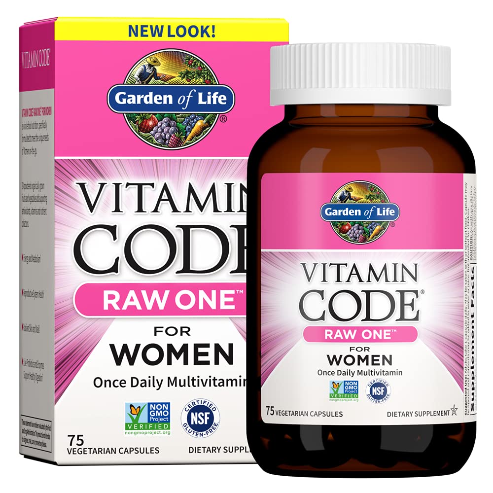 Garden of Life Vitamin Code RAW ONE for Women – Once Daily Multivitamin (75 Capsules) | Whole Food Iron, Probiotics, Gluten Free