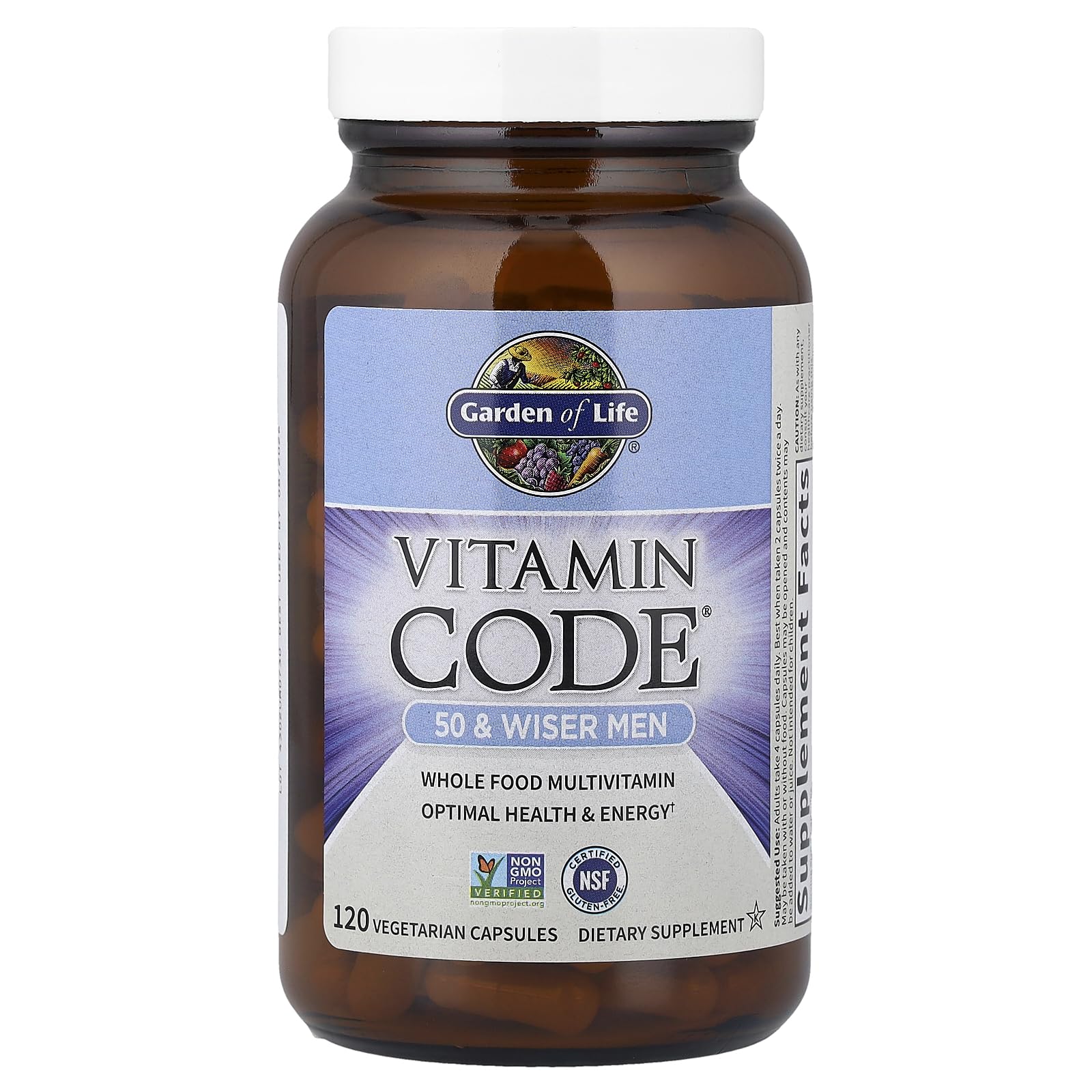 Garden of Life Vitamin Code 50 & Wiser Men's Multivitamin with Probiotics - 120 Capsules