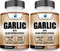 American Standard Garlic 2400mg per Serving with Black Pepper – 120 Capsules (Pack of 2) | Vegan, Gluten Free