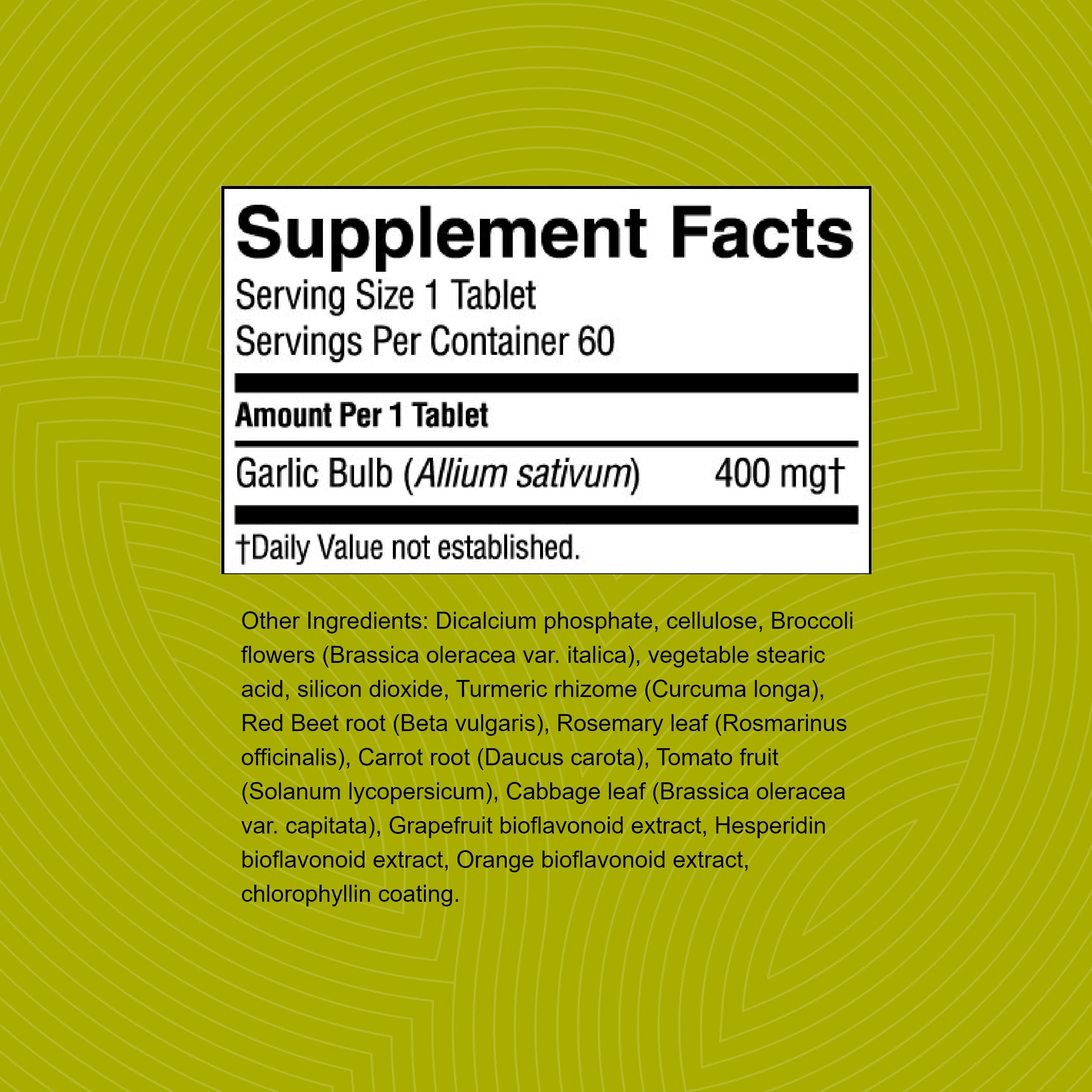 Nature's Sunshine High Potency Garlic, 60 Tablets | Supports the Immune System and Contains a Unique Coating to Help Control the Odor