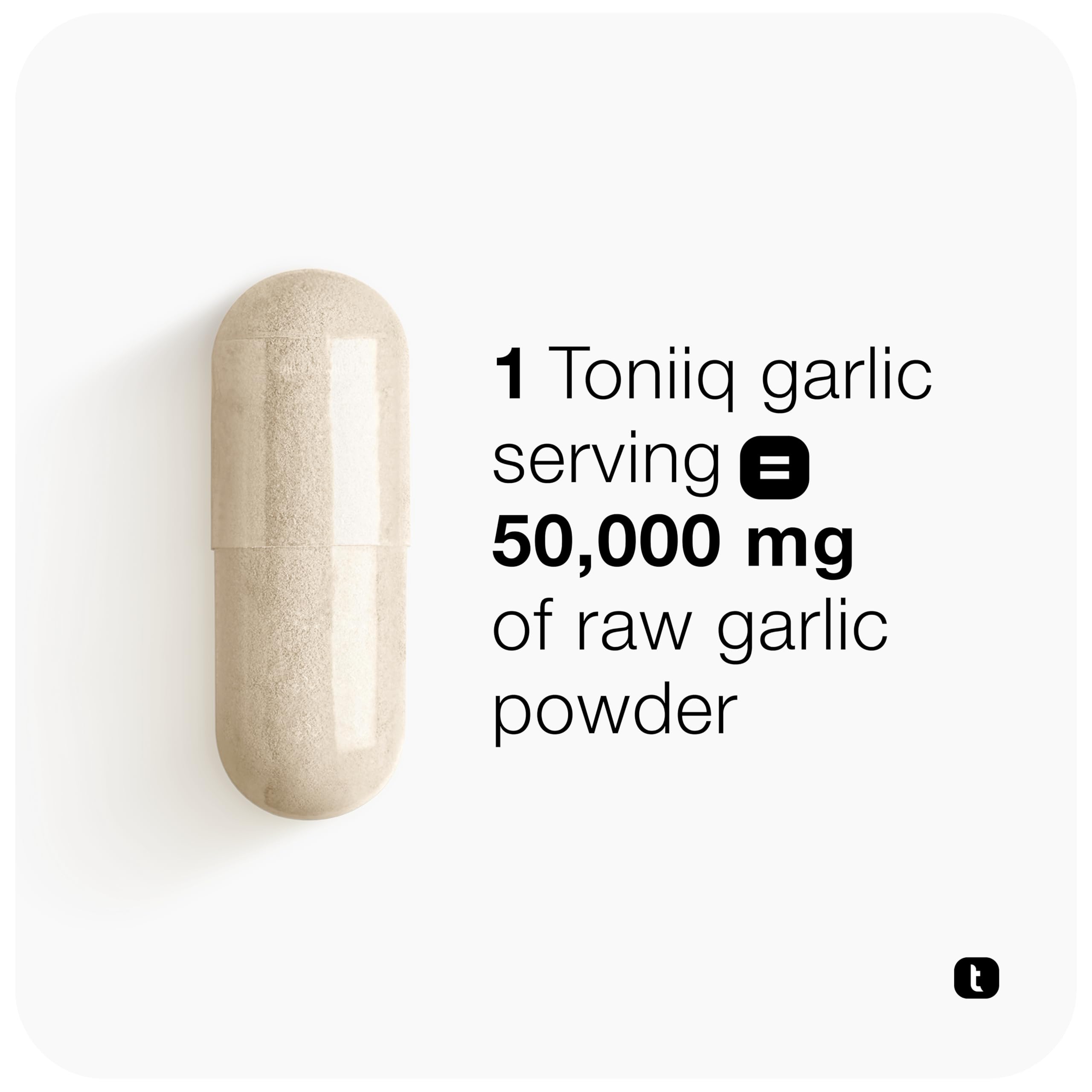 Toniiq Garlic Capsules with 10,000mcg Allicin - Odorless 50:1 Extract - 60 Vegetarian Capsules - Lab-Tested
