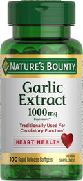 Nature's Bounty Garlic Extract 1000 mg | Rapid Release Softgels for Circulatory Health