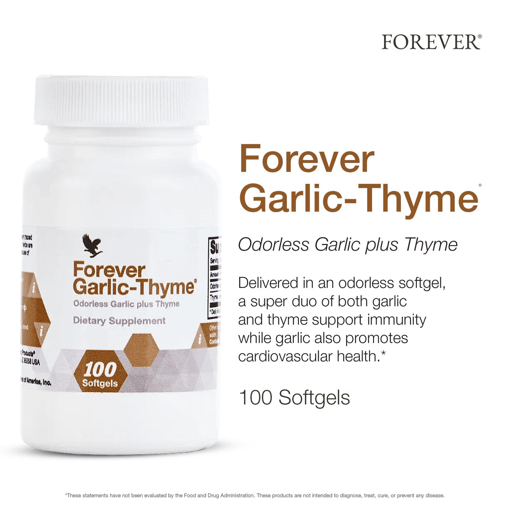 Forever Garlic-Thyme Odorless Softgels – Cardiovascular & Immune Support (Pack of 2)