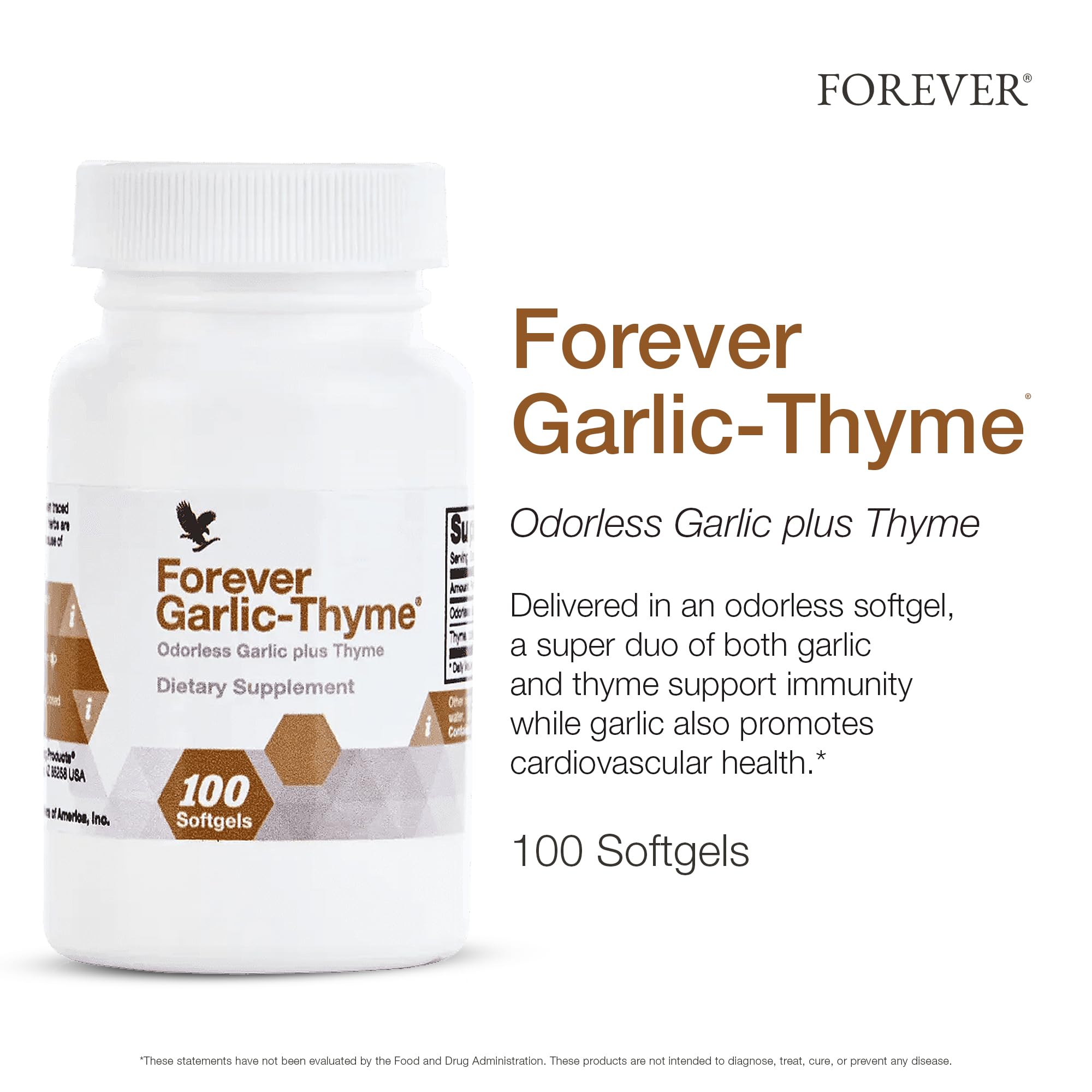 Forever Garlic-Thyme Odorless Softgels – Cardiovascular & Immune Support (Pack of 2)