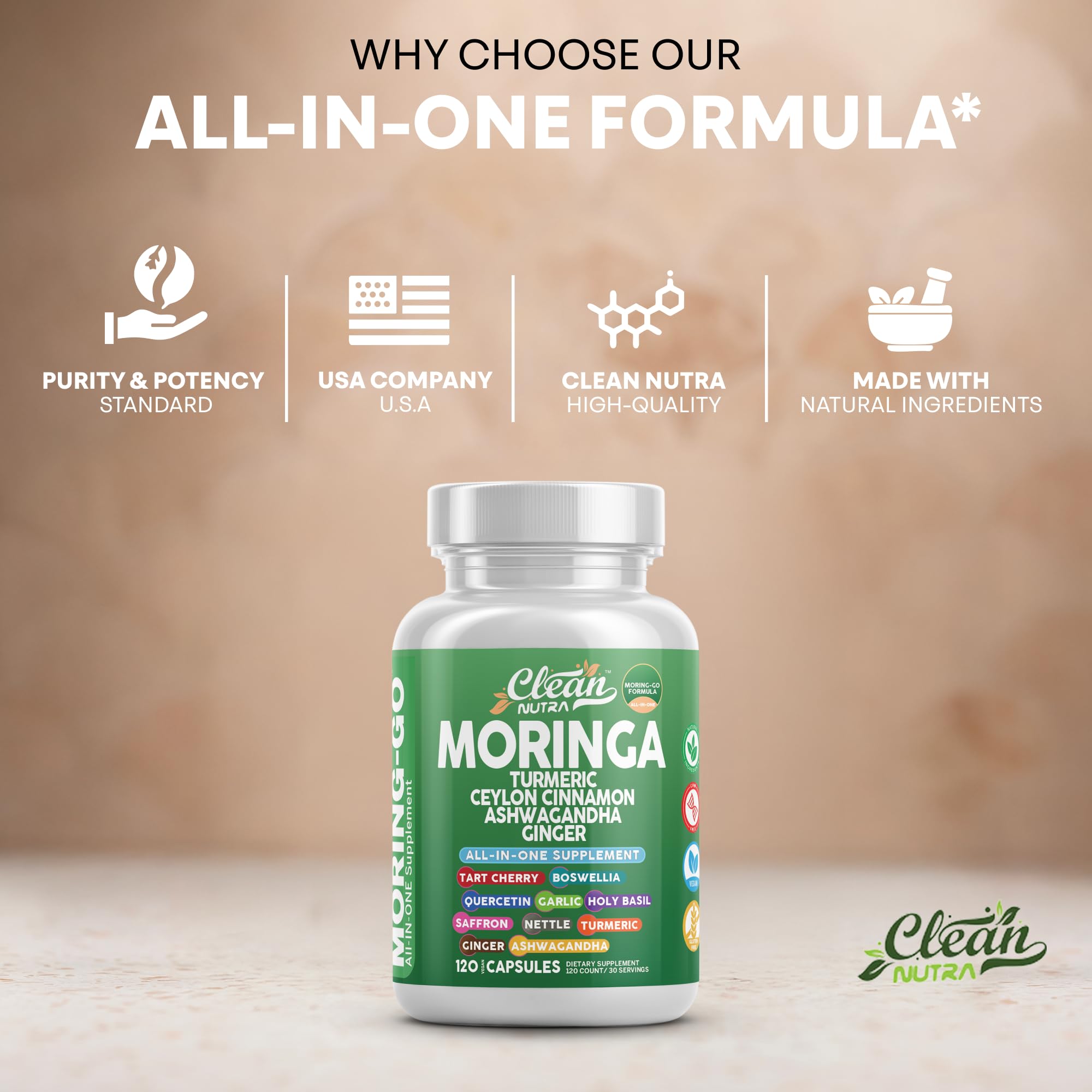 Moringa Powder Capsules + Turmeric Moringa Leaf – Clean Nutra Moring-Go