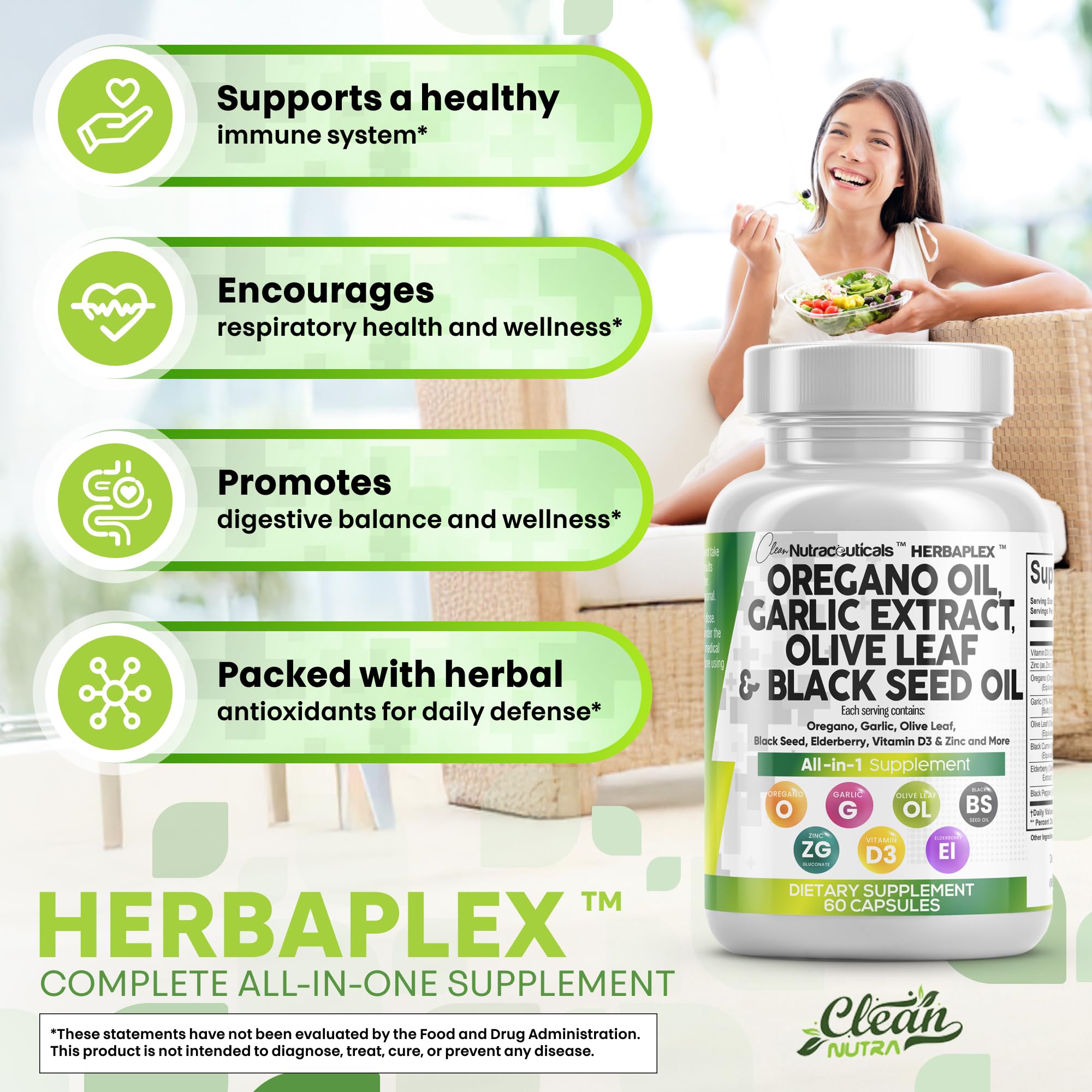 Oregano Oil Capsules with Black Seed, Garlic & Elderberry – Immune Support | Zinc & Vitamin D3
