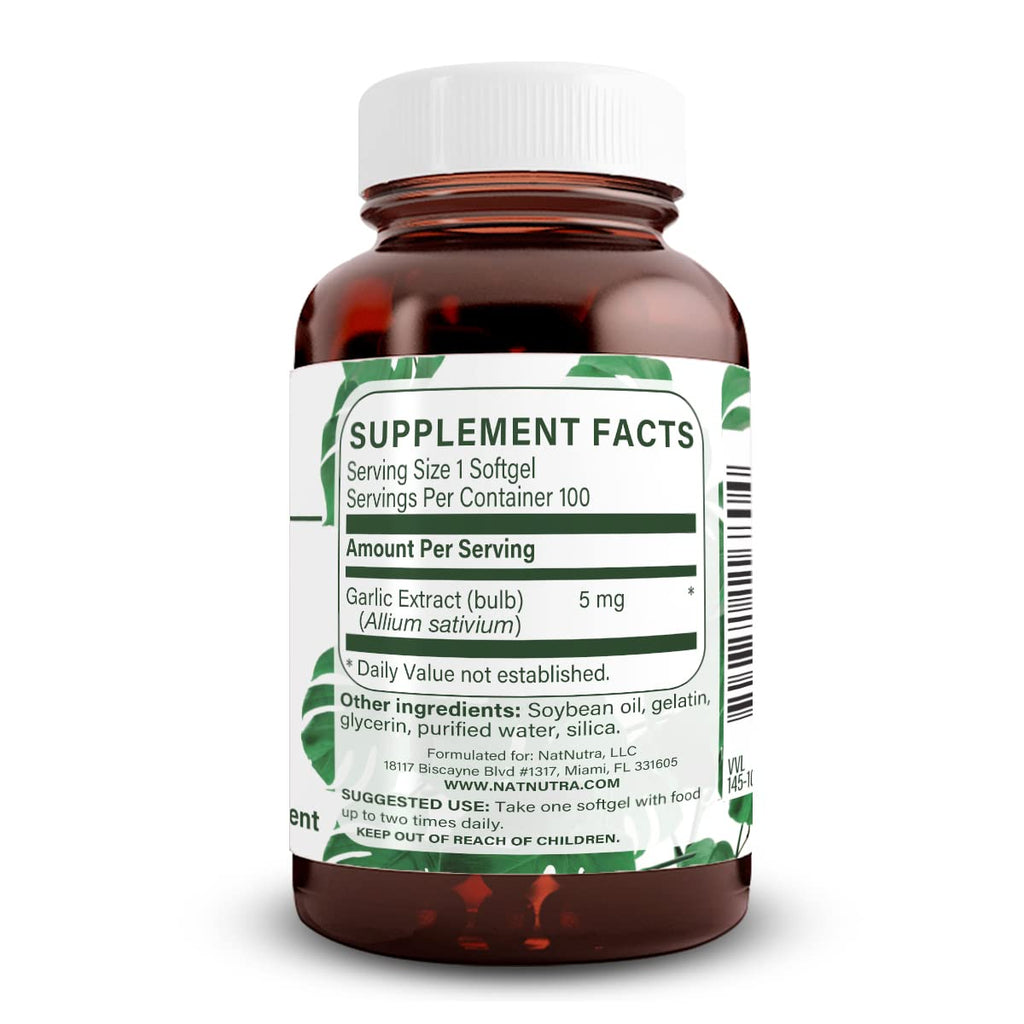 Natural Nutra Odorless Garlic Oil 500mg – 100 Softgels | Heart, Immune & Skin Health