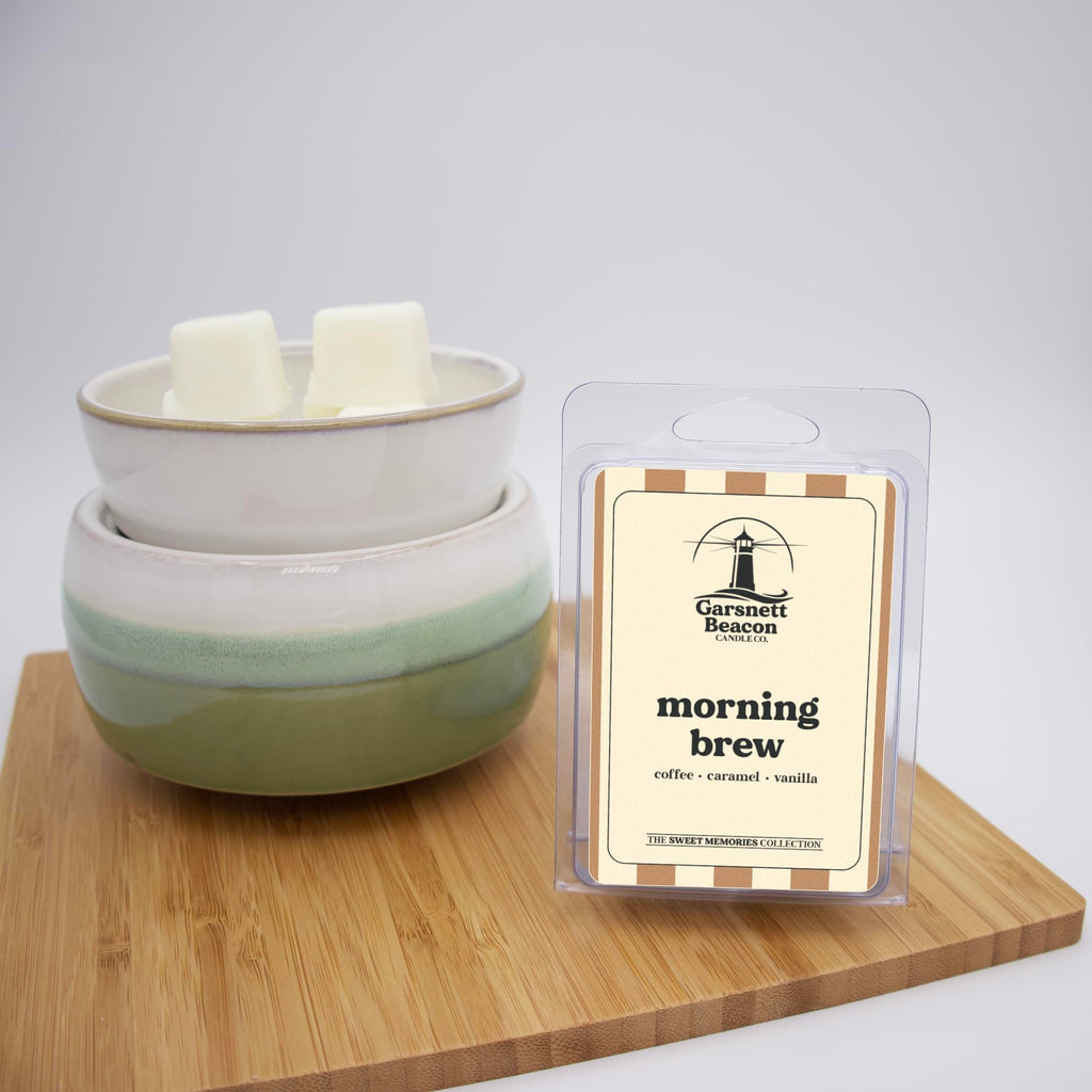 Morning Brew Wax Melts by Garsnett Beacon Candle Co. – Coffee, Vanilla & Cream Soy Cubes (2-Pack)
