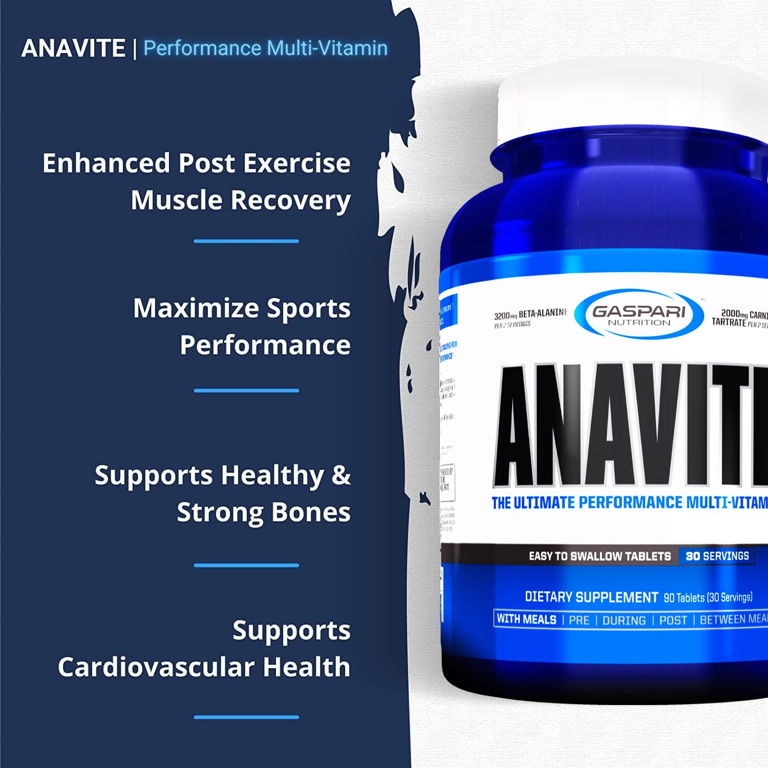 Gaspari Nutrition Anavite – Sports Multi-Vitamin with Amino Acids, Beta-Alanine & L-Carnitine (180 Tablets)