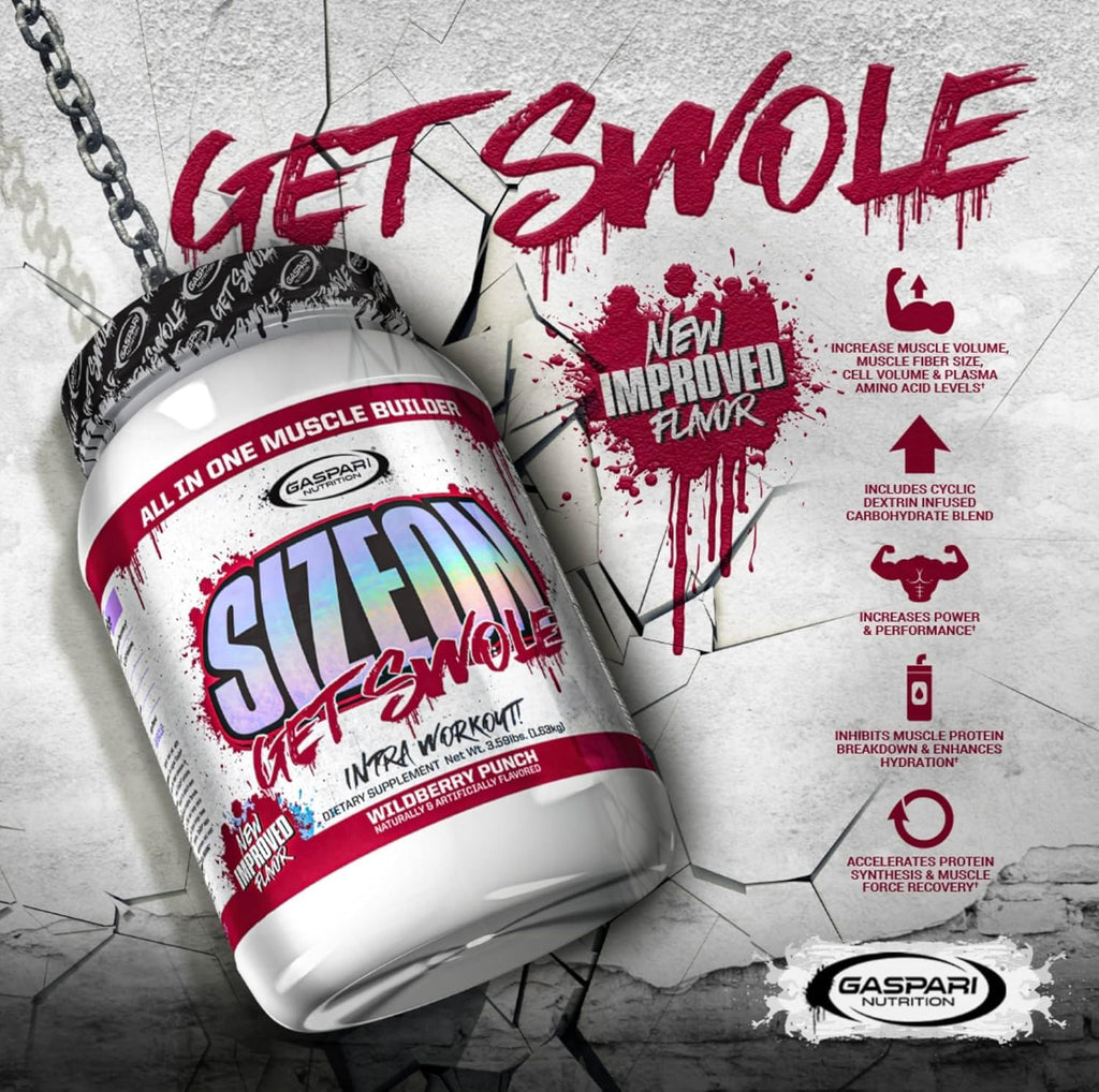 Gaspari SizeOn – Hybrid Intra-Workout Amino Acids & Creatine for Muscle Size & Recovery (3.59 lb Raspberry)