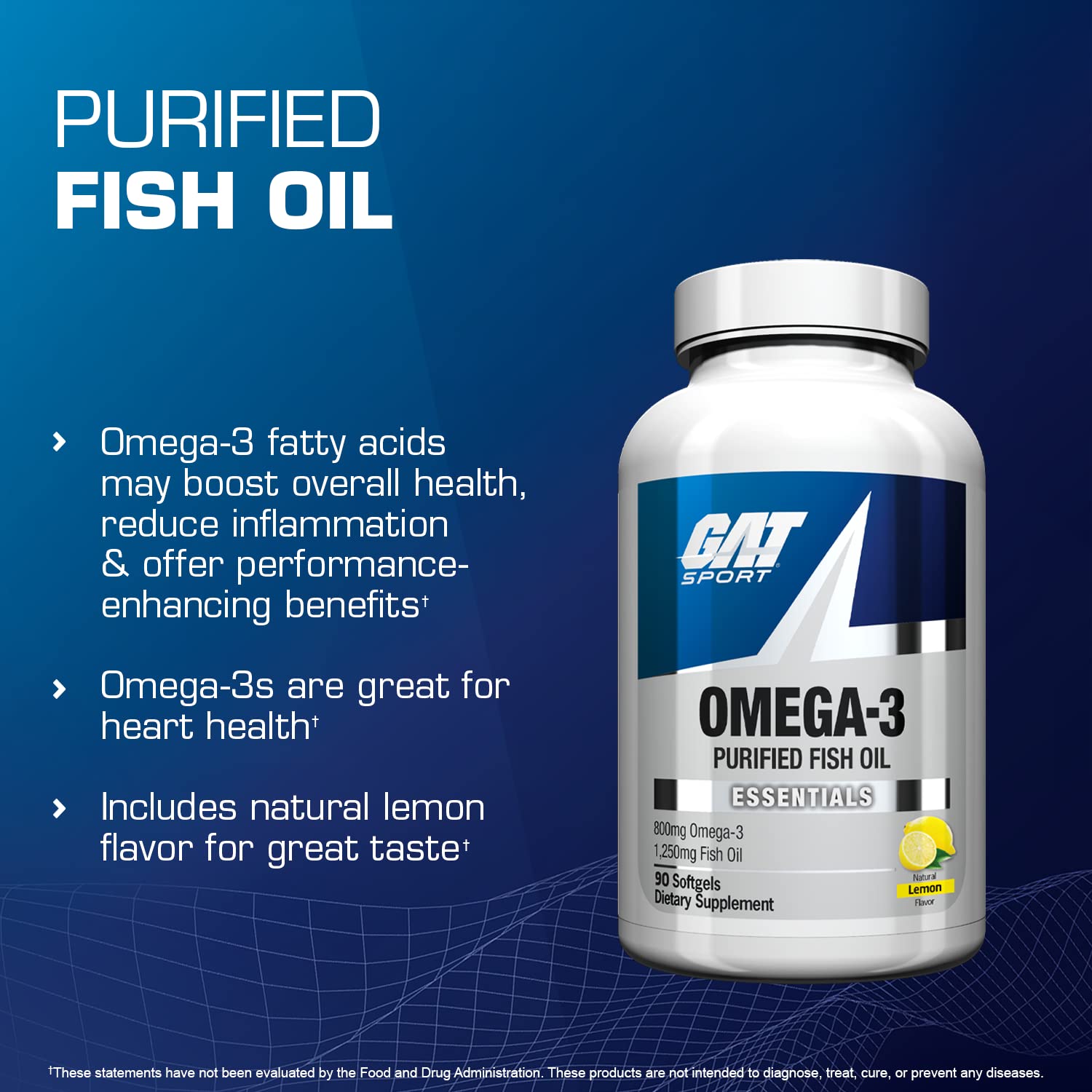 GAT SPORT Omega-3 Fish Oil 90 Softgels – High Potency EPA & DHA