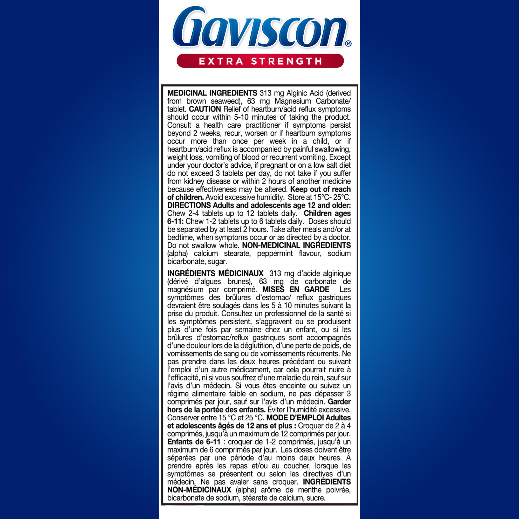 Gaviscon Extra Strength Peppermint Foamtabs – 60 Tablets