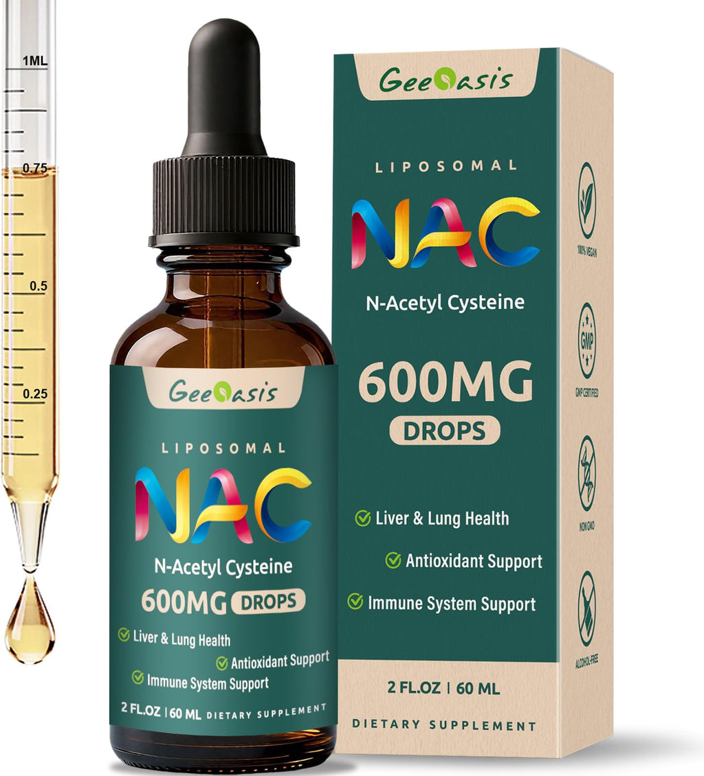 Geeoasis Liposomal NAC Drops 600 mg – N-Acetyl Cysteine with Quercetin & Zinc for Adults & Kids