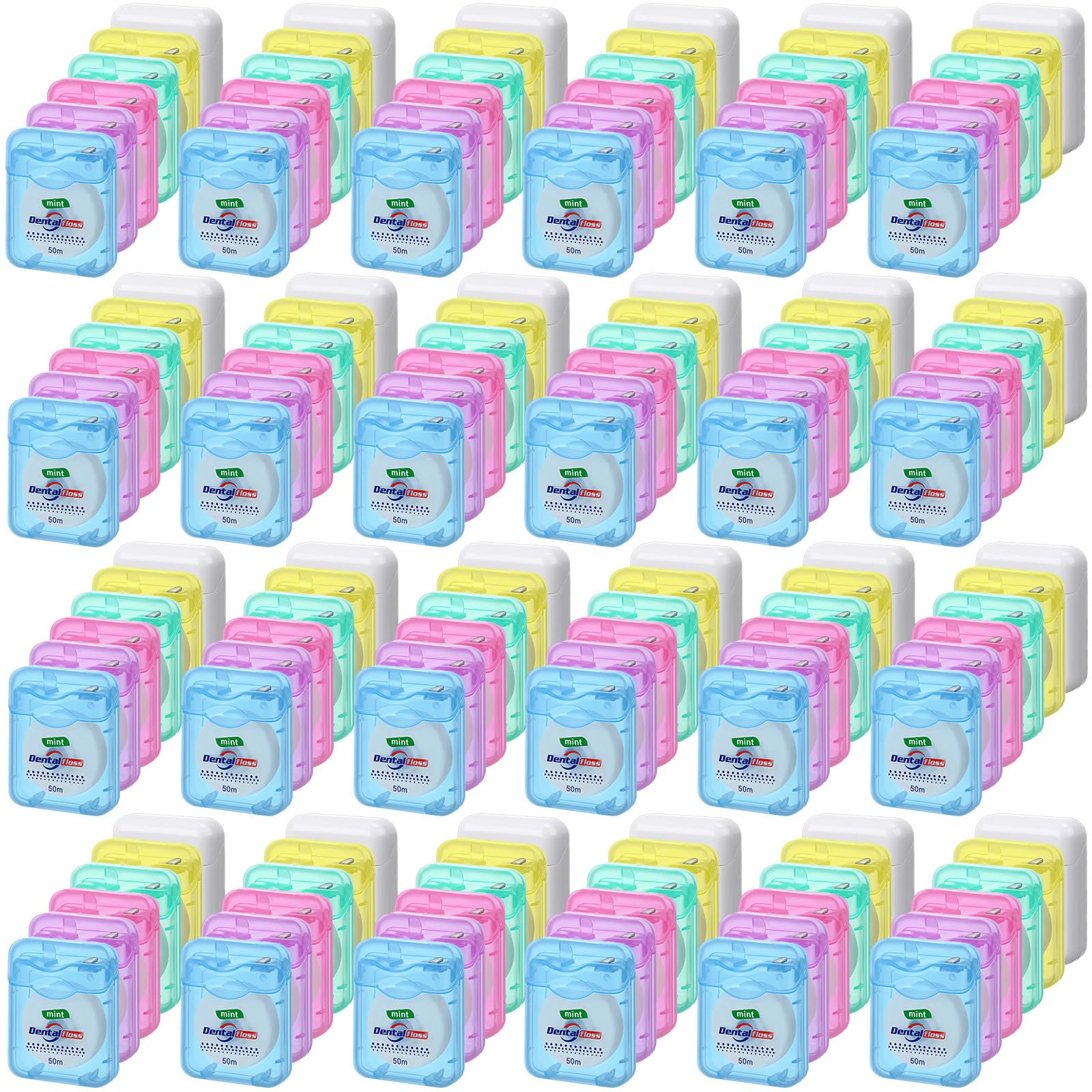 Geiserailie 72 Pack Mint Floss Bulk – 50m Travel Waxed Dental Floss, Multicolor