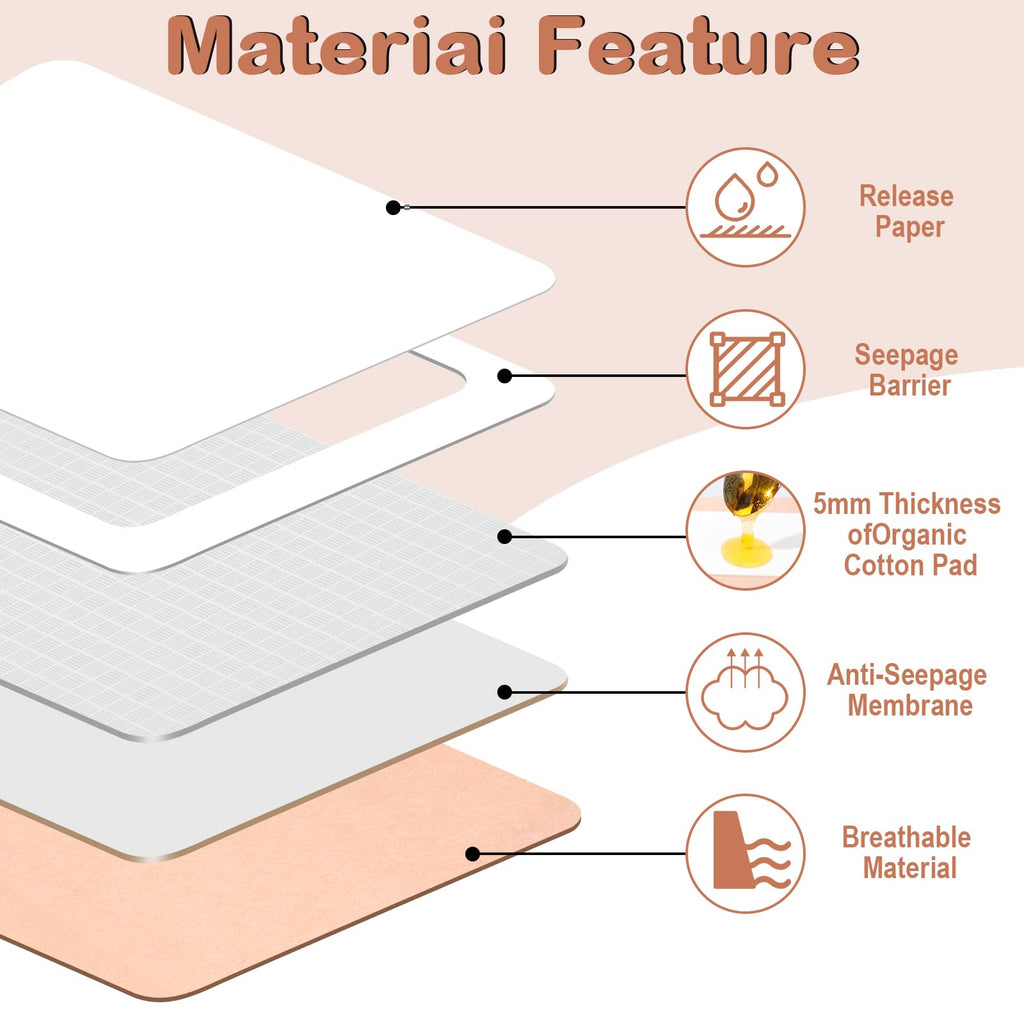 Geiserailie 120 Pcs Disposable Castor Oil Patches Kit - Self Adhesive Multi Size Castor Oil Wraps