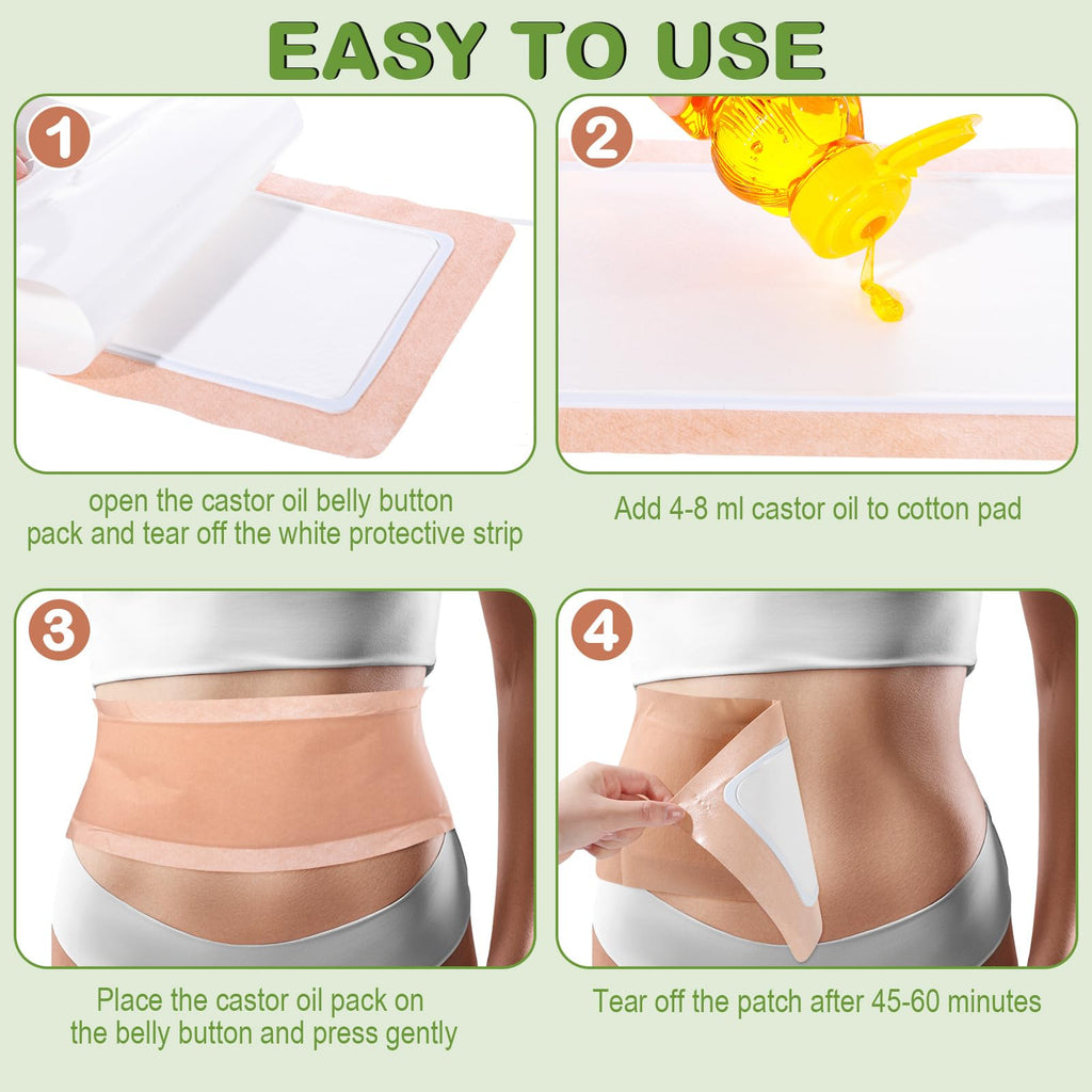 Geiserailie 20 Pcs Large Castor Oil Pack Wrap Kit – Self-Adhesive, No Wash