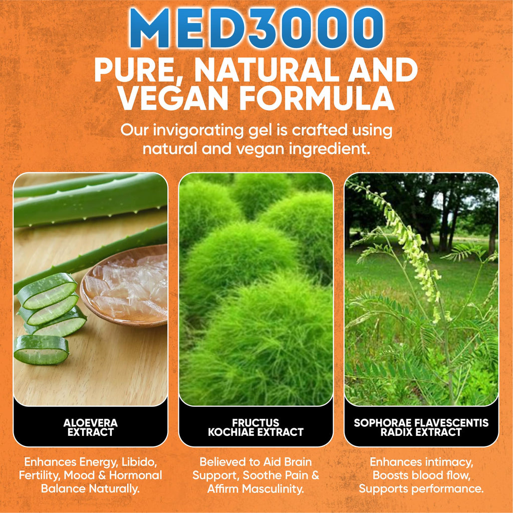 Gel Med3000 for Men - Powerful Testosterone Booster and Blood Flow Enhancer