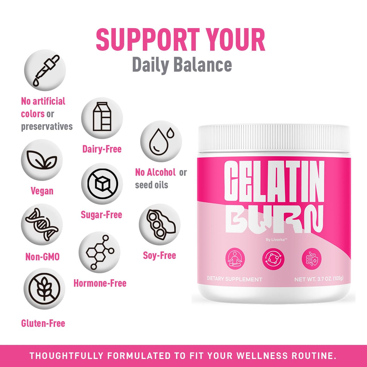 GelatinBurn Powder – Premium All-Natural Daily Formula, 60 Servings