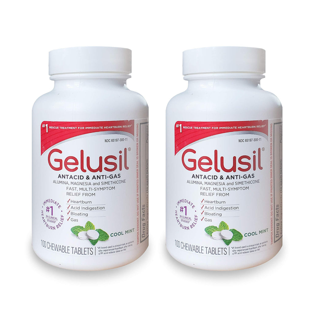Gelusil Antacid & Anti Gas Tablets – Fast Heartburn Relief, Acid Reflux & Gas | Mint Flavor 200 Count