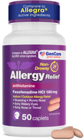 GenCare Allergy Relief Pills | Fexofenadine HCl 180 mg – 50 Tablets | Non-Drowsy 24-Hour Hay Fever Relief