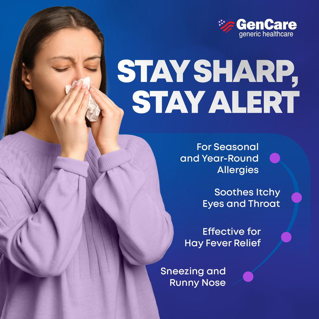 GenCare Allergy Relief Pills | Fexofenadine HCl 180 mg – 50 Tablets | Non-Drowsy 24-Hour Hay Fever Relief