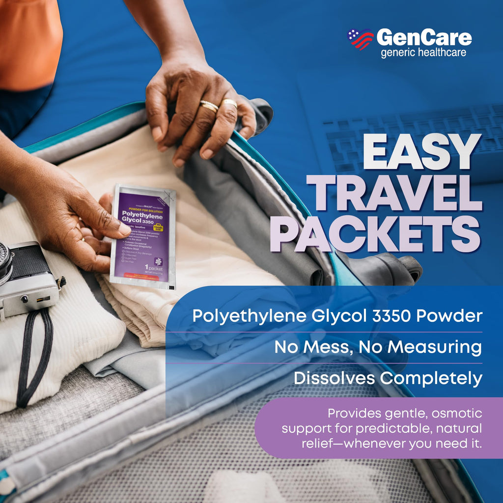 GenCare Polyethylene Glycol 3350 Powder – 30 Travel Packets for Gentle Occasional Constipation Relief