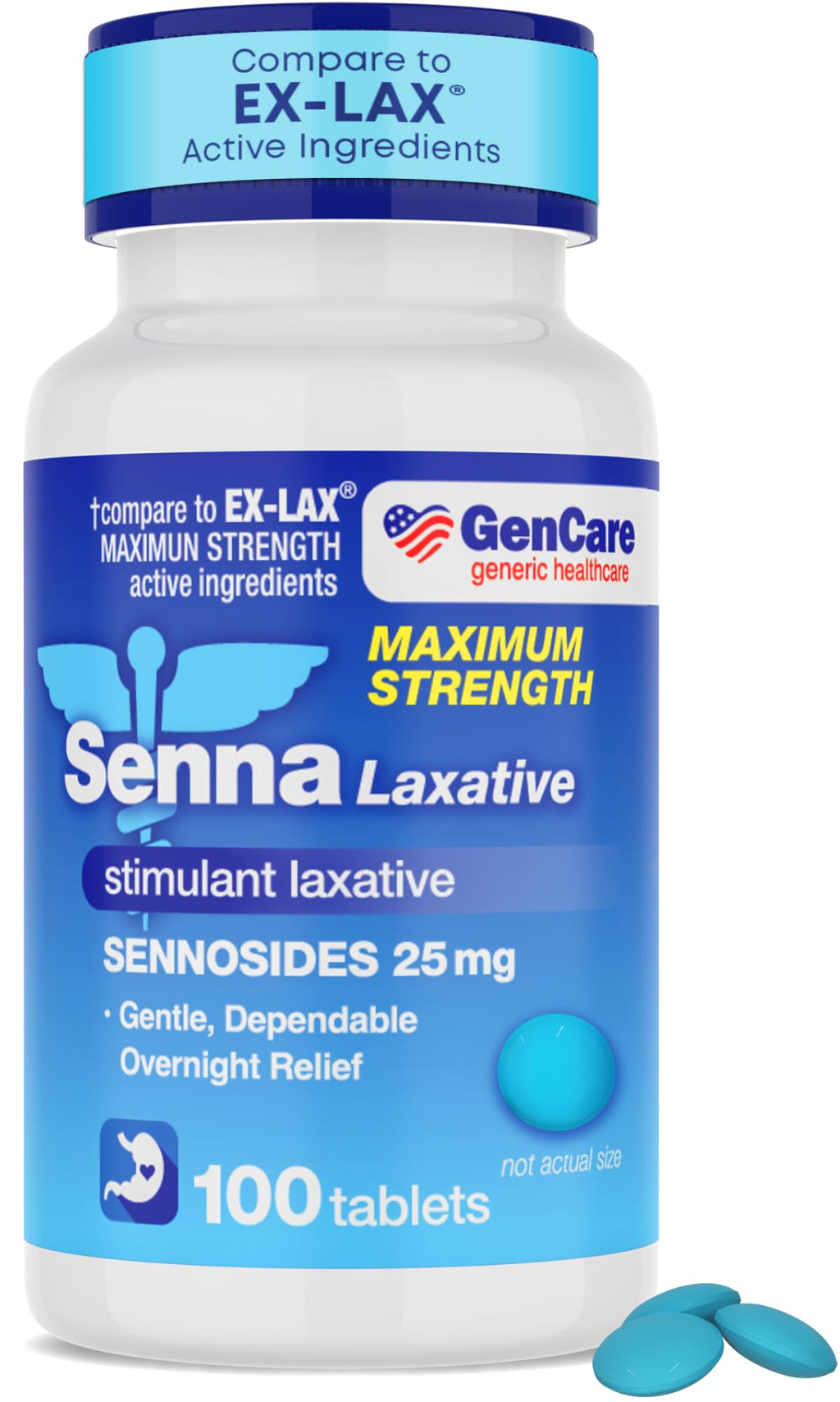 GenCare Maximum Strength Senna Laxative 25mg (100 Tablets) – Overnight Constipation Relief