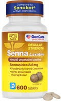 GenCare Senna Laxative 600 Tablets — Natural Senna 8.6 mg for Gentle Regularity