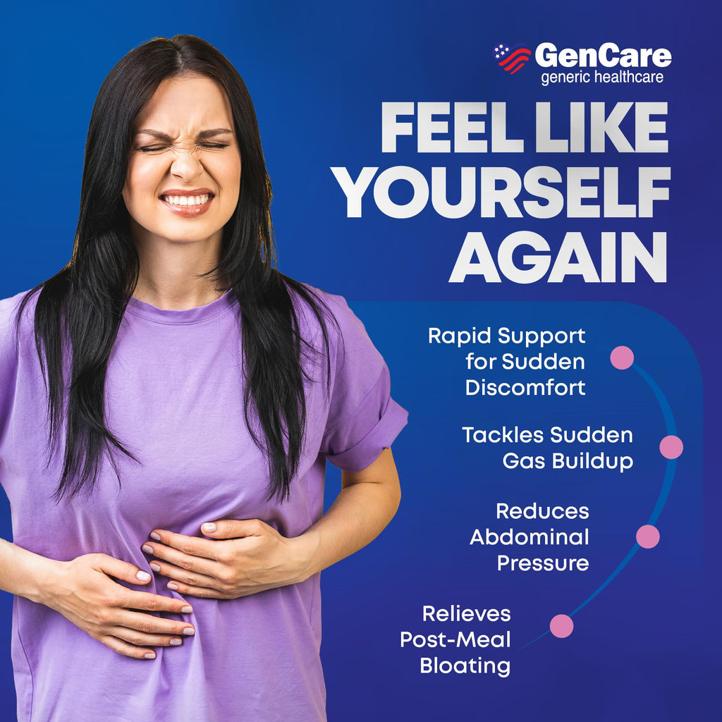 GenCare Ultra Strength Simethicone Gas Relief 180 mg (180 Softgels) | Fast Gas Relief and Bloating Support