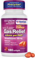 GenCare Ultra Strength Simethicone Gas Relief 180 mg (180 Softgels) | Fast Gas Relief and Bloating Support