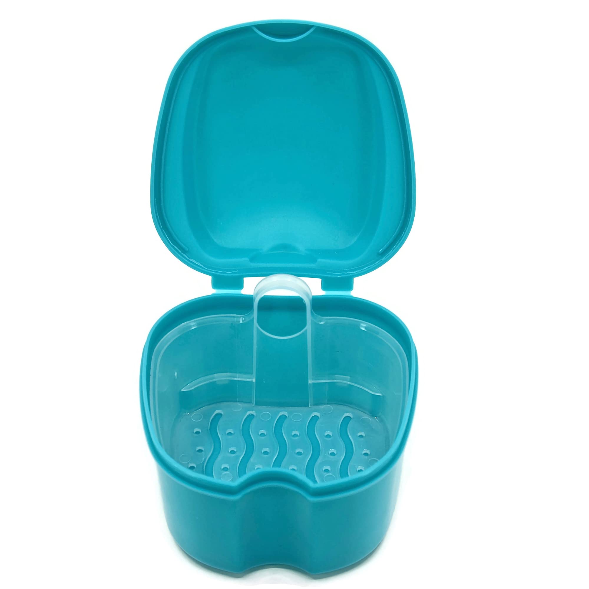 Genco Dental Denture Case with Strainer – Teal Night Cleaner Bath Box