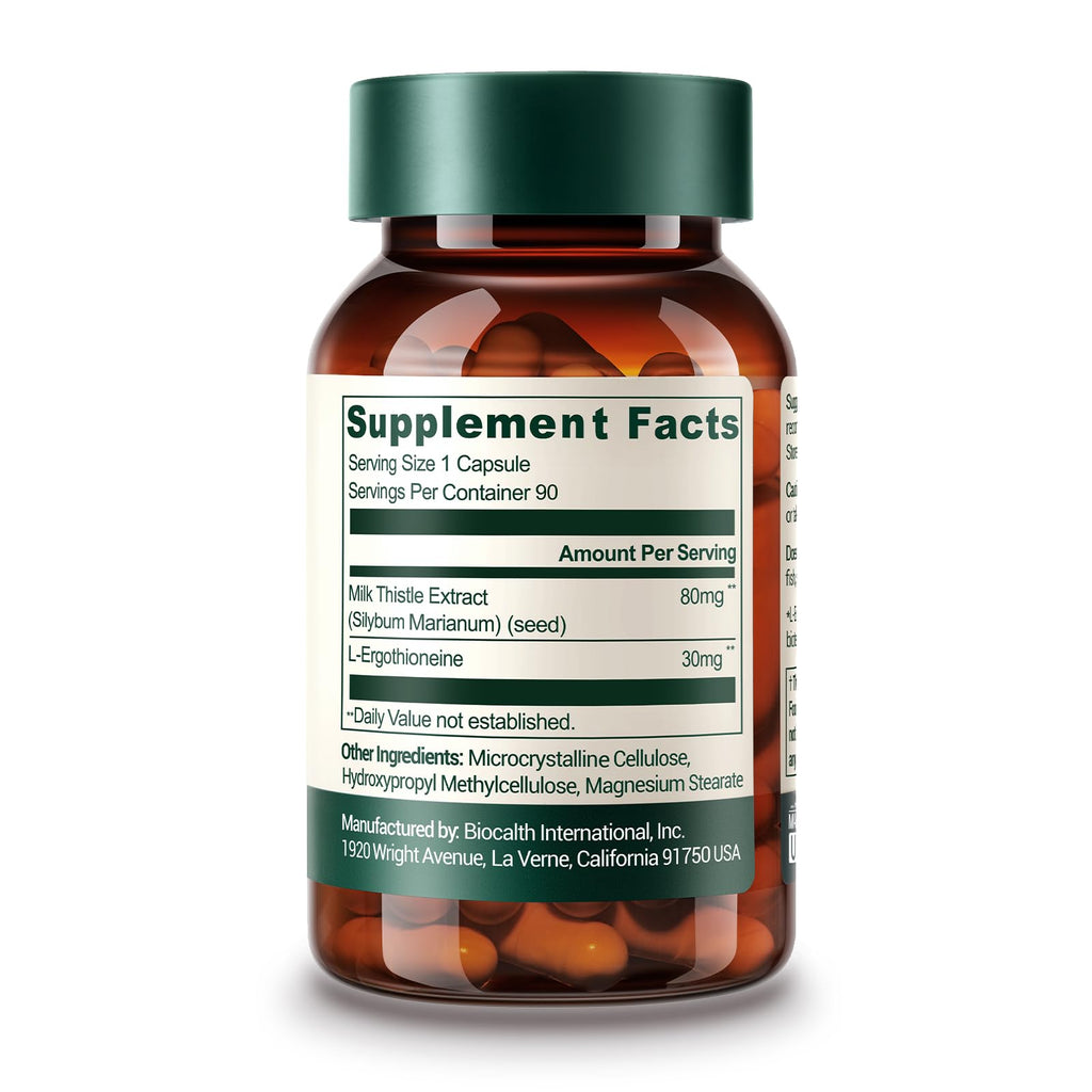 GENEIII Milk Thistle & L-Ergothioneine – Liver & Cellular Health Support | 90 Count