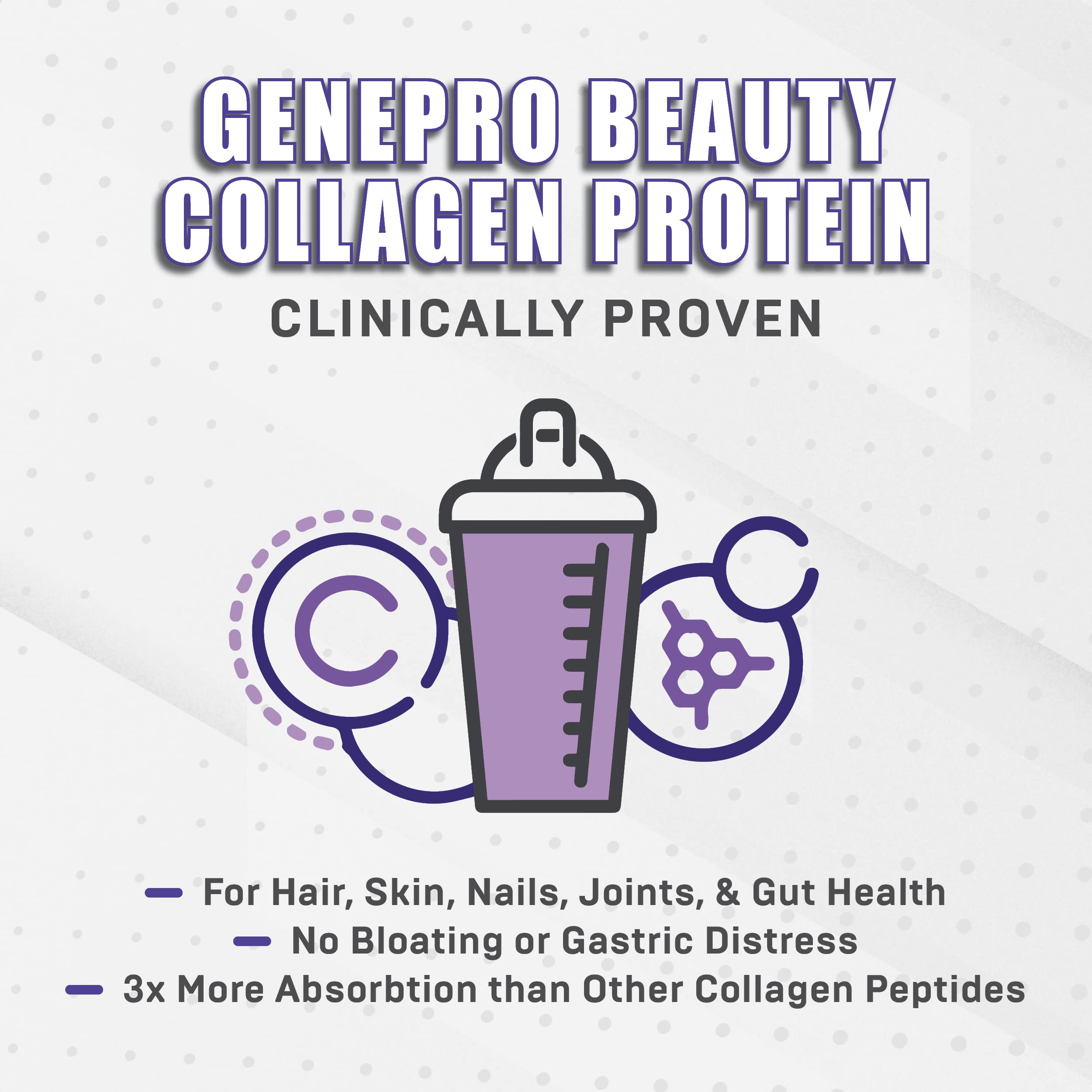 GENEPRO GEN. 3 Collagen Protein Powder – Unflavored, Lactose-Free, Gluten-Free (30 Servings)