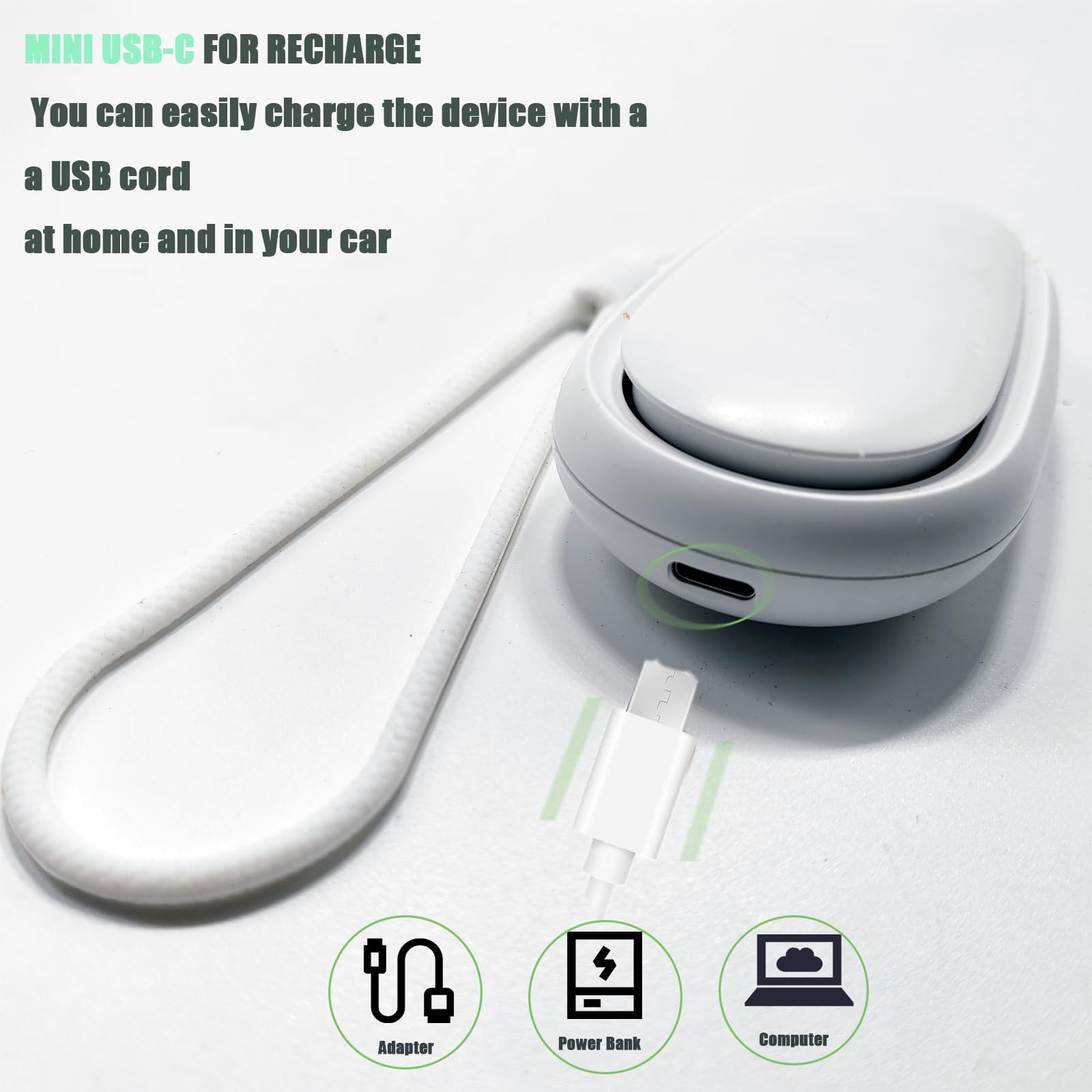 Generic Portable Essential Oil Diffuser - Waterless, Battery-Operated, USB-C Rechargeable (White)