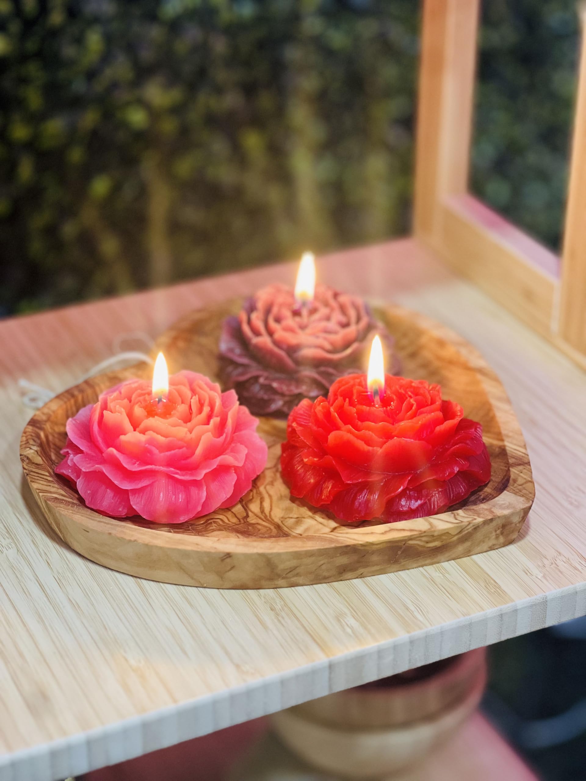 Set of 3 Pink Peony-Shaped Scented Candles – Aromatherapy & Relaxation Gift | Low-Temp Soy Wax