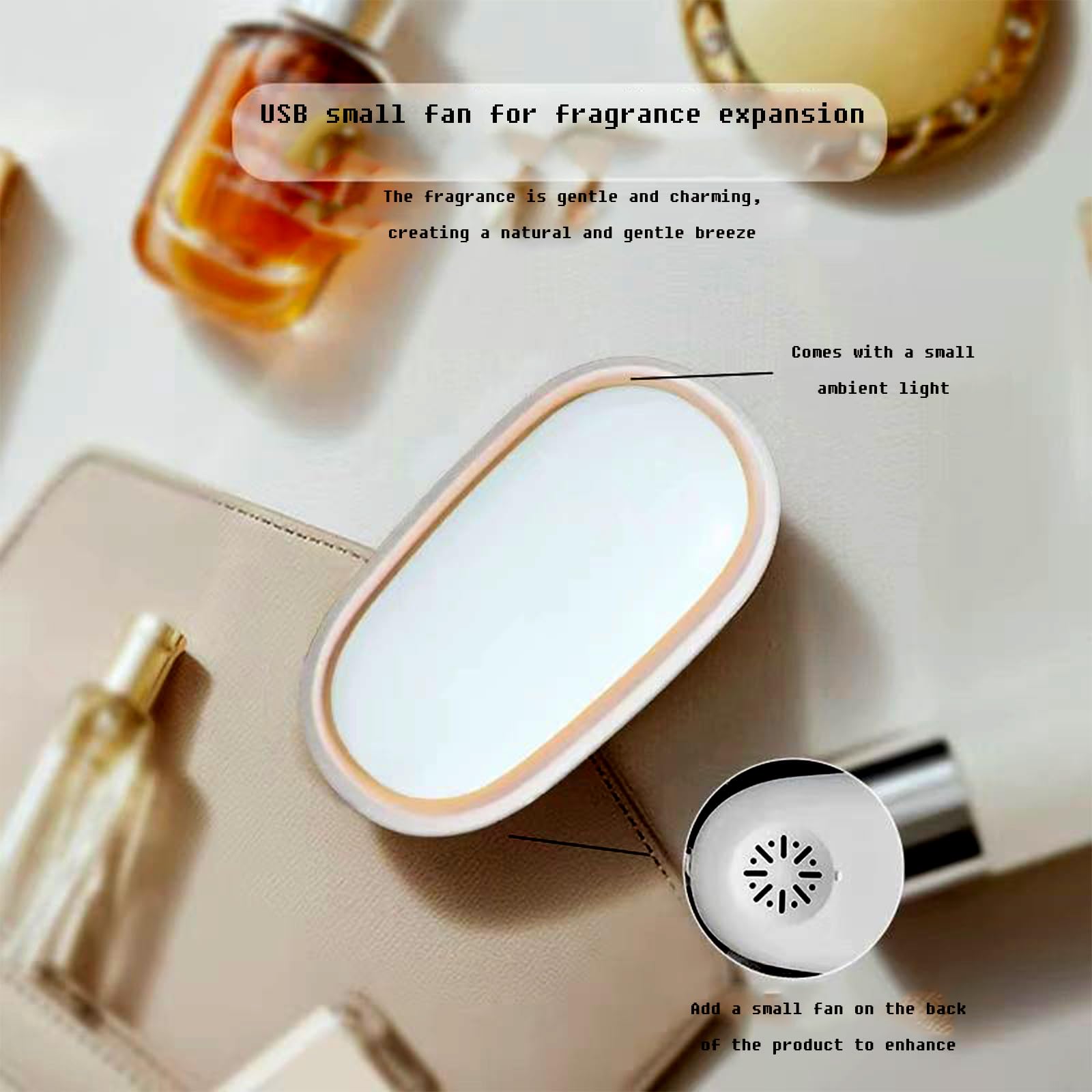 Generic Portable Essential Oil Diffuser - Waterless, Battery-Operated, USB-C Rechargeable (White)