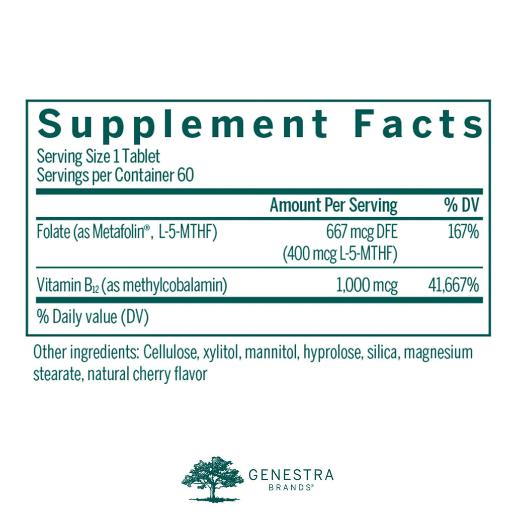 Genestra Active B12 with L-Methylfolate – Chewable B12 & Folate (60 tabs)