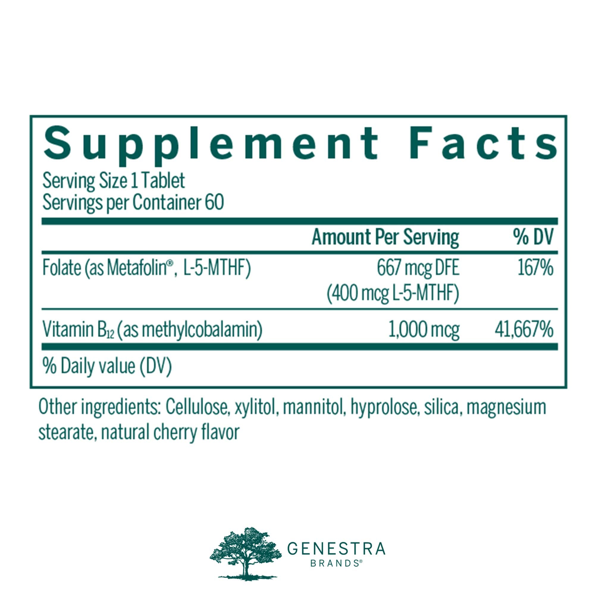 Genestra Active B12 with L-Methylfolate – Chewable B12 & Folate (60 tabs)