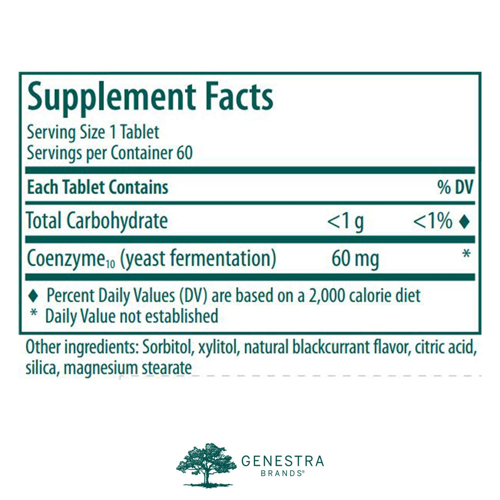 Genestra Brands CoQ10 Chewable | Coenzyme Q10 Supplement | 60 Chewable Tablets | Natural Blackcurrant Flavor