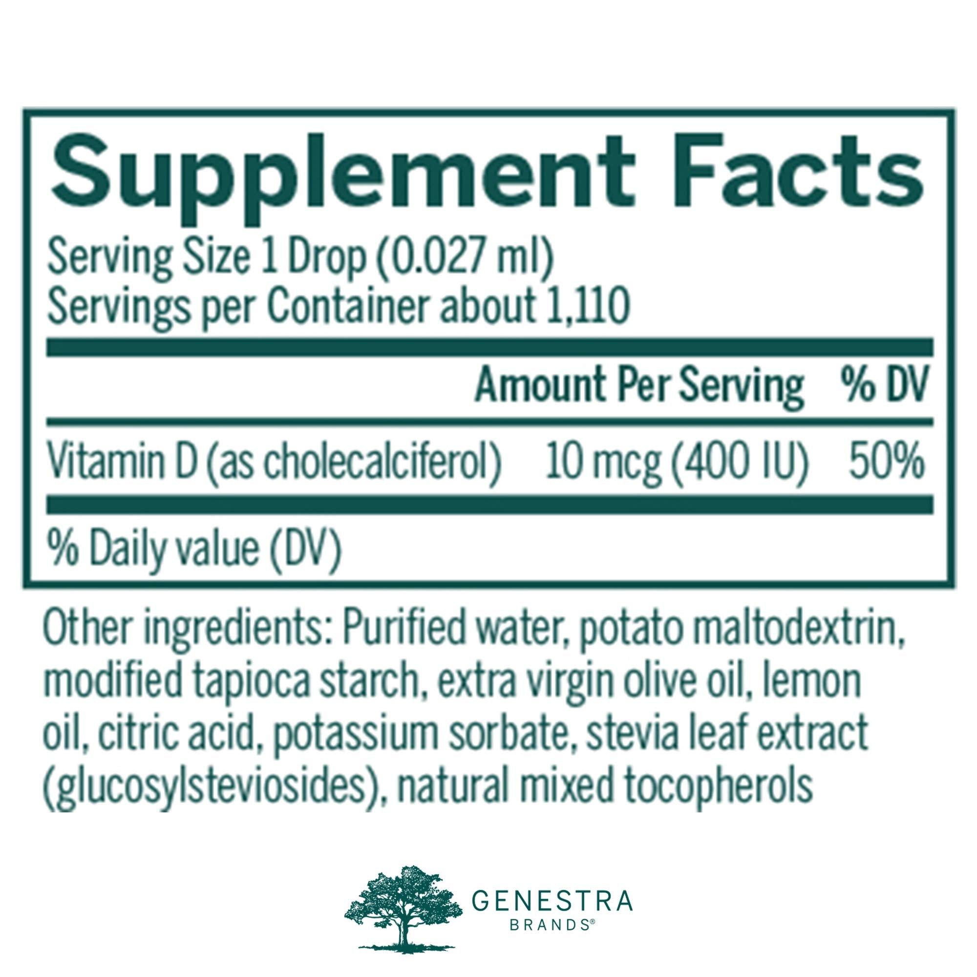 Genestra D-Mulsion 400 Liquid Vitamin D Drops – 1110 Servings – Natural Lemon Flavor