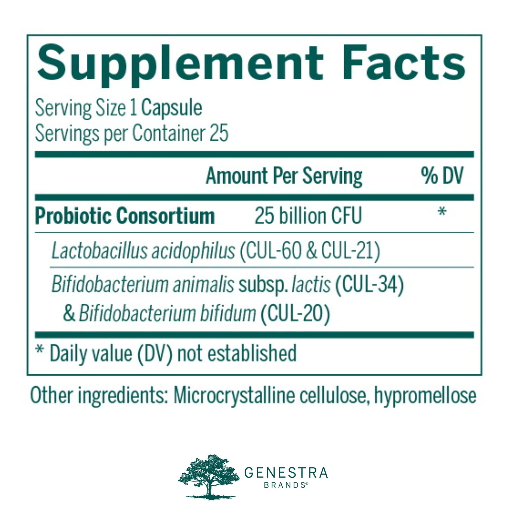 Genestra HMF Intensive Probiotic - Shelf-Stable GI Health, 25 Veg Caps